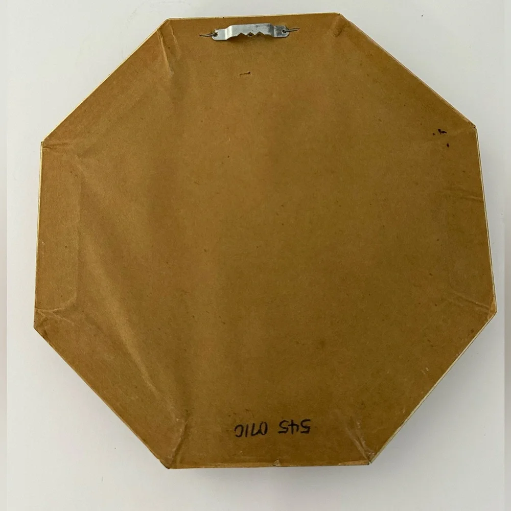 Vintage Octagon Wall Mirror in Filigree Wood Frame